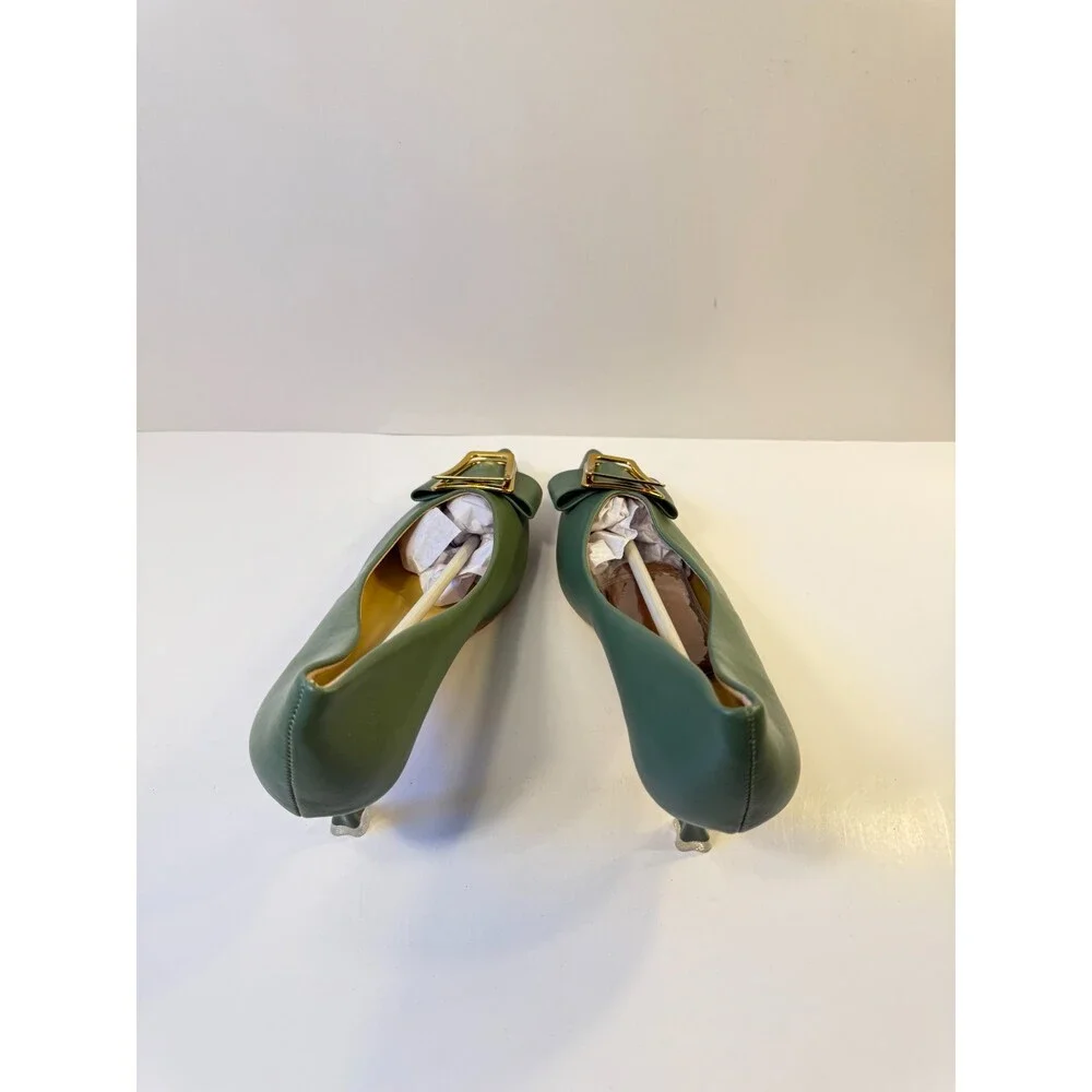 C. Paravano Green Heels Womens Leather US 10.5 Womens EU-41.5